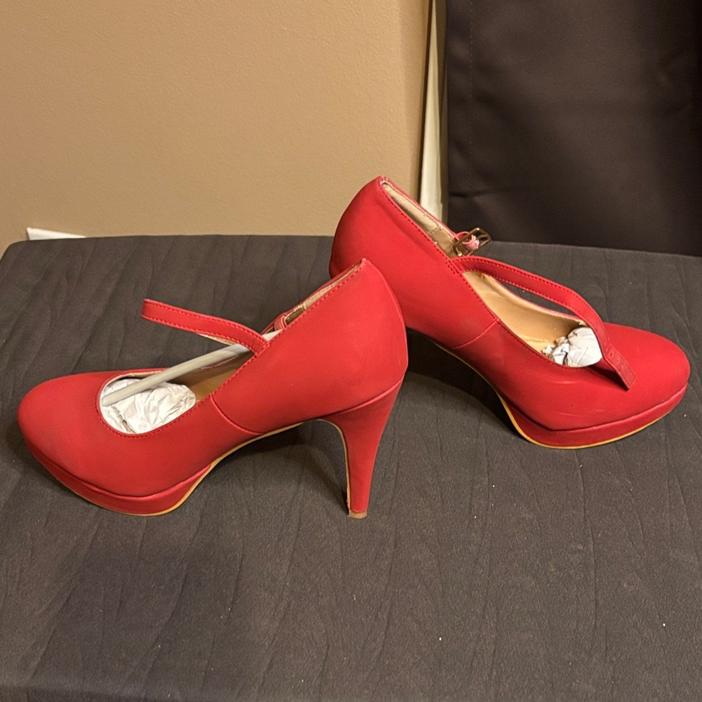 Journee Collection Red Mary Jane Platform Heels